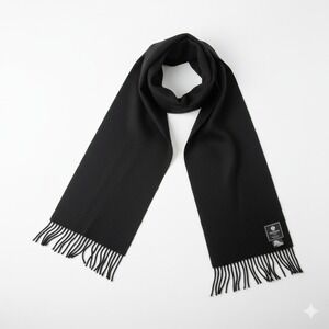Swanndri New Zealand 100% Wool Black Fringe Scarf OSFA Winter Warm‎ Unisex Wrap
